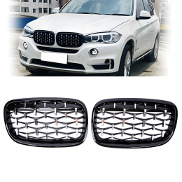 S-Dizayn Bmw X5 E70/E71/E72 Ön Panjur Böbrek Parlak Siyah Çerçeveli Krom Diamond Model 2007-2013