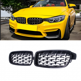 S-Dizayn Bmw 3 Serisi F30/F31/F35 Ön Panjur Böbrek Parlak Siyah Çerçeveli Krom Diamond Model 2012-2017