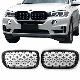 S-Dizayn Bmw X5 F15/F16 Ön Panjur Böbrek Parlak Siyah Çerçeveli Krom Diamond Model 2014-2016