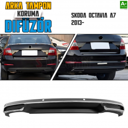 S-Dizayn Skoda Octavia A7 Arka Tampon Difüzör Egzozlu OEM Stil 2013 Üzeri A+ Kalite