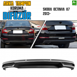 S-Dizayn Skoda Octavia A7 Arka Tampon Koruma Difüzör Egzozlu OEM Stil 2013 Üzeri A+ Kalite