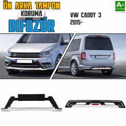 S-Dizayn VW Caddy 3 Ön ve Arka Tampon Koruma Difüzör Seti 2015 Üzeri A+ Kalite