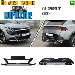 S-Dizayn Kia Sportage Ön ve Arka Tampon Koruma Difüzör Seti 2022 Üzeri A+ Kalite