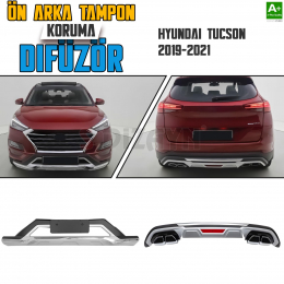 S-Dizayn Hyundai Tucson Ön ve Arka Tampon Koruma Difüzör Seti 2019-2021 A+ Kalite