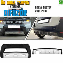 S-Dizayn Dacia Duster Ön ve Arka Tampon Koruma Difüzör Seti 2010-2018 A+ Kalite