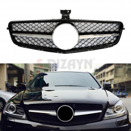 S-Dizayn Mercedes C-ClassW204 Ön Panjur Parlak Siyah Çerçeveli Krom AMG Model 2007-2014