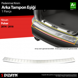S-Dizayn Nissan Pulsar Krom Arka Tampon Eşiği 2014-2018