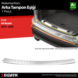 S-Dizayn Audi A4 Avant Krom Arka Tampon Eşiği 2016-2020