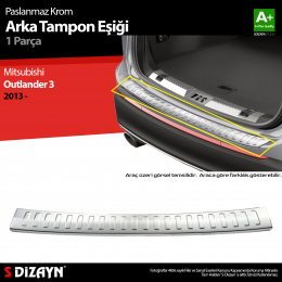 S-Dizayn Mitsubishi Outlander 3 Krom Arka Tampon Eşiği 2013 Üzeri