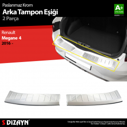 S-Dizayn Renault Megane 4 HB Krom Arka Tampon Eşiği 2016 Üzeri