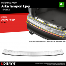 S-Dizayn Skoda Octavia 4 A8 Sedan Krom Arka Tampon Eşiği 2020 Üzeri