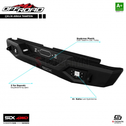 S-Dizayn SDX 4WD Off Road Mitsubishi L200 4 Çelik Arka Tampon V1 Ledli 2006-2011