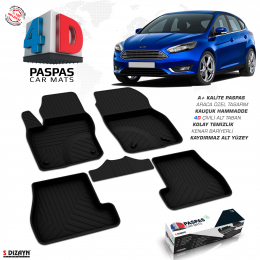 Ford Focus 3 Makyajlı HB 4D Havuzlu Paspas 2015-2018 A+Kalite