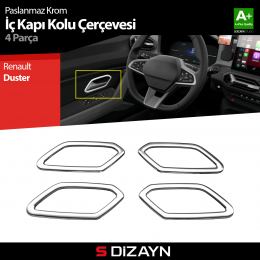 S-Dizayn Renault Duster Krom İç Kapı Kolu Çerçevesi 4 Prç 2024 Üzeri A+ Kalite