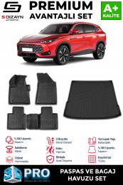 S-Dizayn MG HS Turbo Hybrid 3D Pro Havuzlu Paspas ve Bagaj Havuzu Seti (2'li SET) 2024 Üzeri A+ Kalite