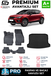 S-Dizayn Seat Ateca 3D Pro Havuzlu Paspas ve Bagaj Havuzu Seti (2'li SET) 2017-2020 A+ Kalite