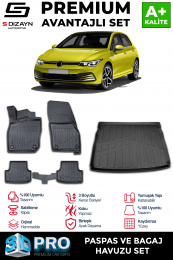 S-Dizayn VW Golf 8 Manuel 3D Pro Havuzlu Paspas ve Üst Bagaj Havuzu Seti (2'li SET)  2020-2024 A+ Kalite