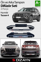 S-Dizayn Hyundai Tucson Ön ve Arka Tampon Koruma Difüzör Seti 2021-2024 A+ Kalite