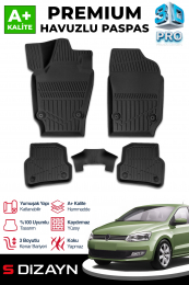 S-Dizayn VW Polo 5 3D Pro Havuzlu Paspas 2009-2017 Üzeri A+ Kalite