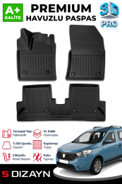 S-Dizayn Dacia Dokker 3D Pro Havuzlu Paspas 2012 Üzeri A+ Kalite