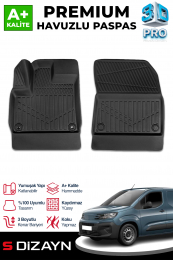 S-Dizayn Peugeot Partner Panelvan 3D Pro Havuzlu Paspas Ön 2'li 2019 Üzeri A+ Kalite