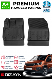 S-Dizayn Peugeot Rifter Panelvan 3D Pro Havuzlu Paspas Ön 2'li 2019 Üzeri A+ Kalite