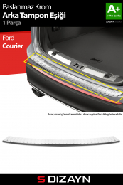 S-Dizayn Ford Courier Krom Arka Tampon Eşiği 2023 Üzeri A+ Kalite