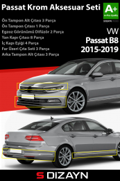 S-Dizayn VW Passat B8 Krom Aksesuar Çıta Seti A+Kalite