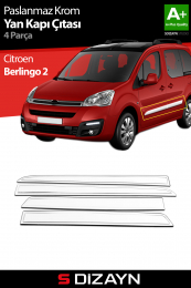 S-Dizayn Citroen Berlingo Krom Yan Kapı Çıtası 4 Prç 2008-2018