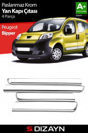 S-Dizayn Peugeot Bipper Krom Yan Kapı Çıtası 4 Prç 2007-2017