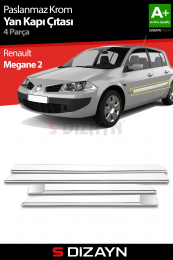 S-Dizayn Renault Megane 2 Krom Yan Kapı Çıtası 4 Prç 2006-2010
