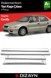 S-Dizayn Toyota Corolla Krom Yan Kapı Çıtası 4 Prç 2002-2007