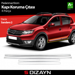 S-Dizayn Dacia Sandero 2 Stepway Kapı Koruma Çıtası Krom 2013-2020