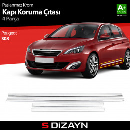 S-Dizayn Peugeot 308 Kapı Koruma Çıtası Krom 2014-2021