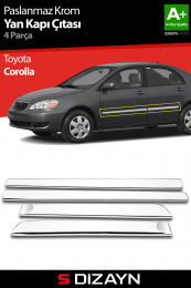 S-Dizayn Toyota Corolla Krom Yan Kapı Çıtası 4 Prç 2002-2007