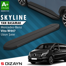 S-Dizayn Mercedes Vito W447 Uzun Şase Skyline Siyah Yan Basamak 253 Cm 2014 Üzeri A+ Kalite