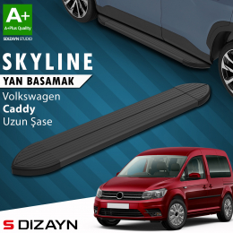 S-Dizayn VW Caddy 3 Uzun Şase Skyline Siyah Yan Basamak 223 Cm 2004-2020 A+ Kalite