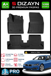 S-Dizayn Bmw 3 Serisi F30 3D Pro Havuzlu Paspas 2012-2019 A+ Kalite