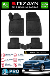 S-Dizayn Chevrolet Cruze 3D Pro Havuzlu Paspas 2008-2019 A+ Kalite