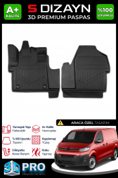 S-Dizayn Citroen Jumpy Panelvan 3D Pro Havuzlu Ön 2'Li Paspas 2016 Üzeri A+ Kalite