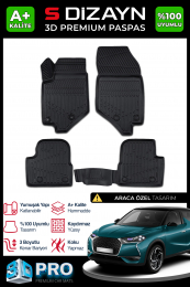 S-Dizayn DS DS3 Crossback 3D Pro Havuzlu Paspas 2018 Üzeri A+ Kalite