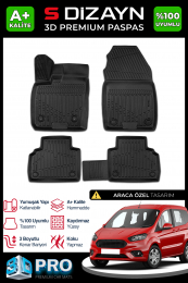 S-Dizayn Ford Courier 3D Pro Havuzlu Paspas 2014-2022 A+ Kalite