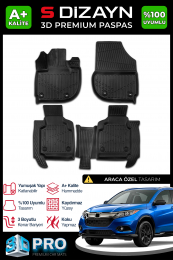 S-Dizayn Honda HR-V 3D Pro Havuzlu Paspas 2021 Üzeri A+ Kalite
