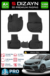 S-Dizayn Honda Jazz 3D Pro Havuzlu Paspas 2020 Üzeri A+ Kalite