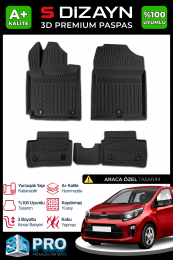 S-Dizayn Kia Picanto 3D Pro Havuzlu Paspas 2017 Üzeri A+ Kalite