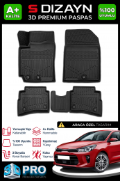 S-Dizayn Kia Rio 3D Pro Havuzlu Paspas 2017-2023 A+ Kalite