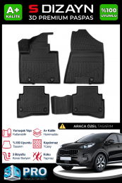 S-Dizayn Kia Sportage 3D Pro Havuzlu Paspas 2016-2021 A+ Kalite