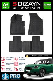 S-Dizayn Mini Countryman U25 3D Pro Havuzlu Paspas 2024 Üzeri A+ Kalite