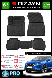 S-Dizayn Nissan Qashqai E-Power 3D Pro Havuzlu Paspas 2021-2024 A+ Kalite