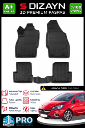 S-Dizayn Opel Corsa E 3D Pro Havuzlu Paspas 2014-2019 A+ Kalite